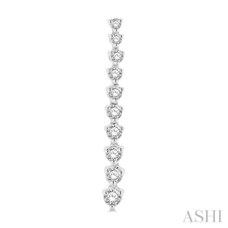 1/2 Ctw Round Cut Diamond Riviera Drop Earrings in 14K White Gold