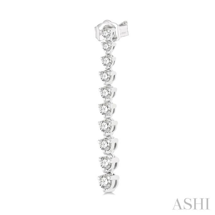 1/2 Ctw Round Cut Diamond Riviera Drop Earrings in 14K White Gold
