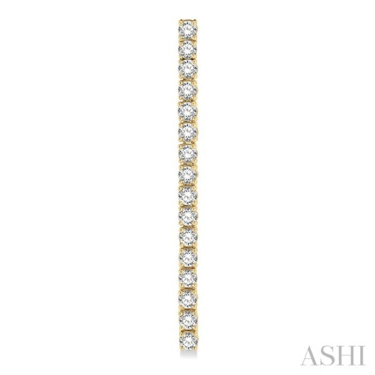 3 Ctw Single Line Drop Round Cut Diamond Tennis Earring in 14K Yellow Gold