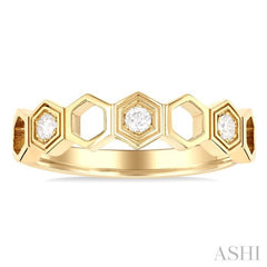 1/8 ctw Hexagon Shape Round Cut Diamond Fashion Ring in 14K Yellow Gold