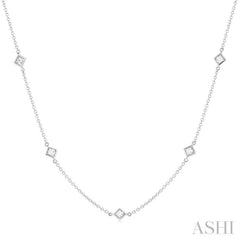 1.00 ctw Princess Cut Diamond Fashion Necklace in 14K White Gold