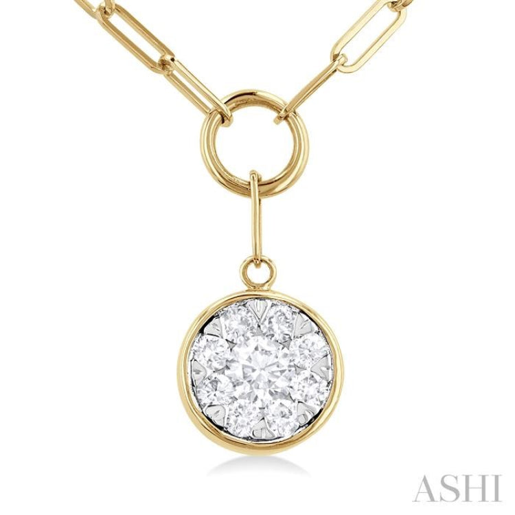 1/4 ctw Lovebright Circular Shape Round Cut Diamond Paper Clip Necklace in 14K Yellow & White Gold