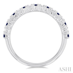 1/4 ctw Petite 1.80 MM Sapphire and Round Cut Diamond Precious Stack Band in 10K White Gold