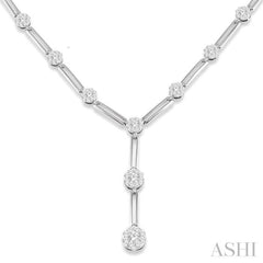 2 ctw Lovebright Round Cut Diamond Elongated Link Necklace in 14K White Gold