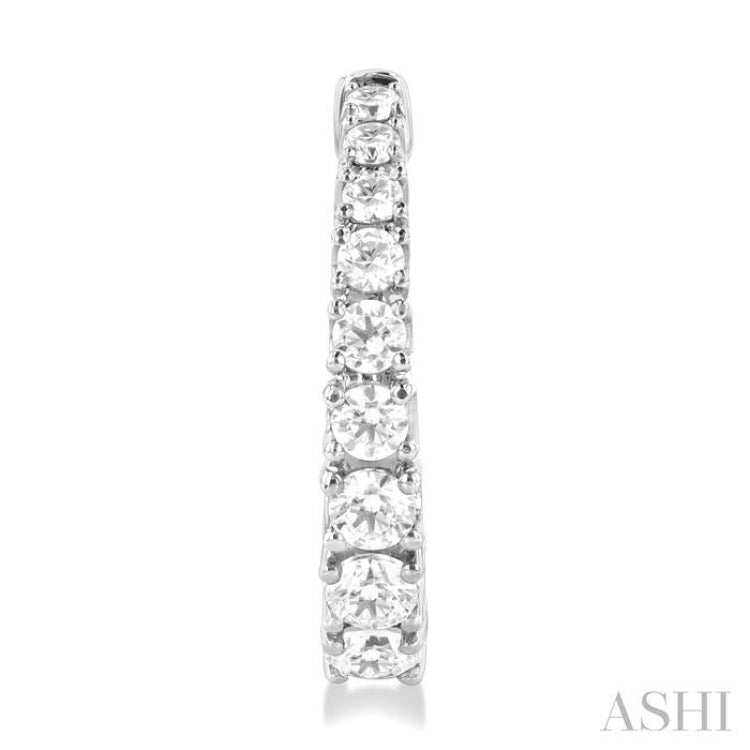 1 ctw Graduated Round Cut Diamond Fashion Huggies in 14K White Gold