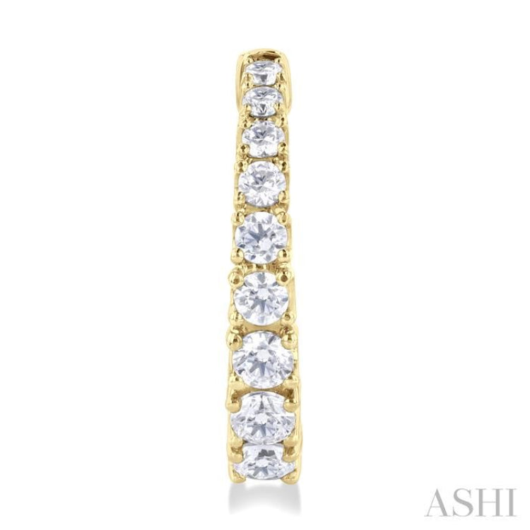 1 ctw Graduated Round Cut Diamond Fashion Huggies in 14K Yellow Gold