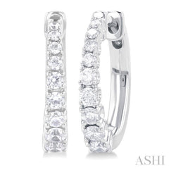 1/2 ctw Graduated Round Cut Diamond Fashion Huggies in 14K White Gold