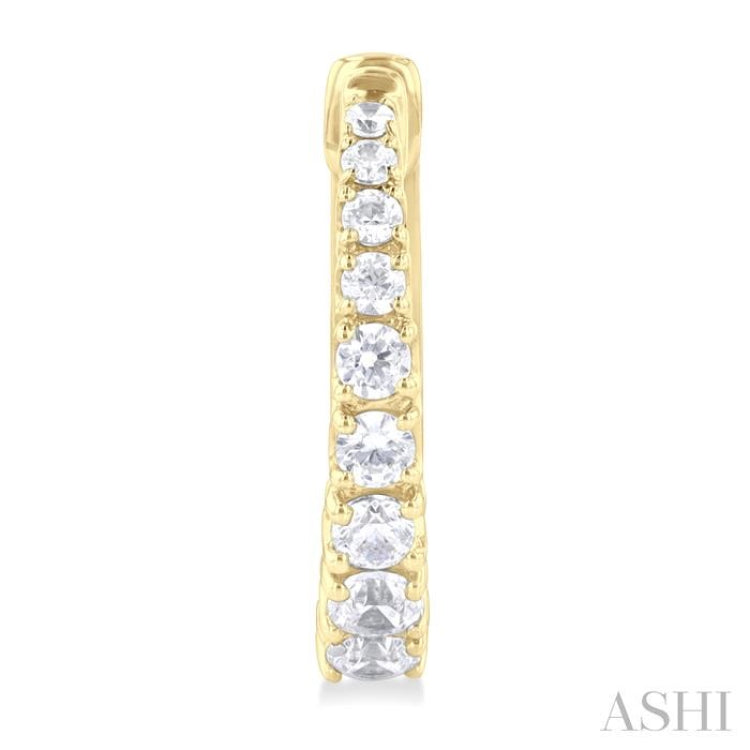 1/2 ctw Graduated Round Cut Diamond Fashion Huggies in 14K Yellow Gold