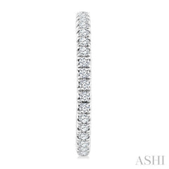 1 Ctw French Pave Set Round Cut Diamond Fashion Half Hoop Earrings in 14K White Gold