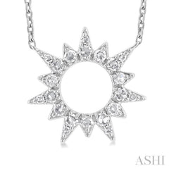 1/5 ctw Sunburst Round Cut Diamond Fashion Pendant With Chain in 10K White Gold