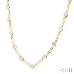 1 1/3 ctw Lovebright Round Cut Diamond Paperclip Necklace in 14K Yellow and White Gold