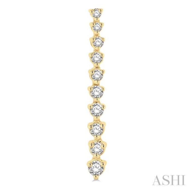 1/2 Ctw Round Cut Diamond Riviera Drop Earrings in 14K Yellow Gold