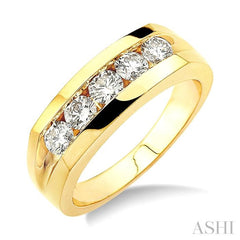 1 Ctw Round Cut Diamond Men's Ring in 14K Yellow Gold