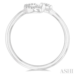 1/20 ctw Petite Crescent and Star Round Cut Diamond Stackable Fashion Ring in 10K White Gold