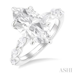 1 1/10 ctw Marquise Shape Marquise and Round Cut Diamond Semi Mount Engagement Ring in 14K White Gold