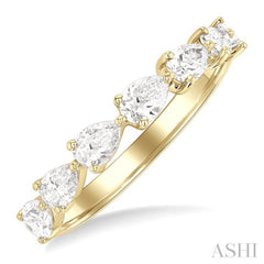 1.00 ctw East-West Pear Shape Diamond Fashion Ring in 14K Yellow Gold