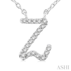 1/20 Ctw Initial 'Z' Round cut Diamond Pendant With Chain in 10K White Gold