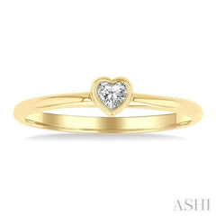 1/6 Ctw Petite Bezel Set Heart Shape Diamond Fashion Ring in 10K Yellow Gold
