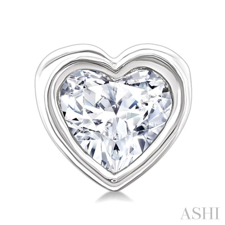 1/5 Ctw Petite Bezel Set Heart Shape Diamond Fashion Stud Earrings in 10K White Gold