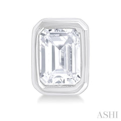 1/5 ctw Petite Bezel Set Emerald Cut Diamond Fashion Stud Earring in 10K White Gold