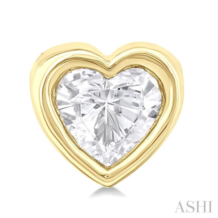 1/5 Ctw Petite Bezel Set Heart Shape Diamond Fashion Stud Earring in 10K Yellow Gold