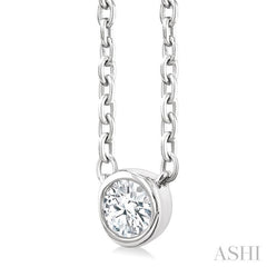 1/6 Ctw Petite Bezel Set Round Cut Diamond Fashion Pendant With Chain in 10K White Gold