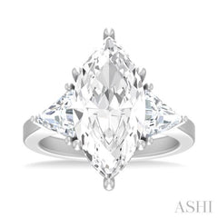 1.00 ctw Marquise Shape Trillion and Round Cut Diamond Semi Mount Engagement Ring in 14K White Gold