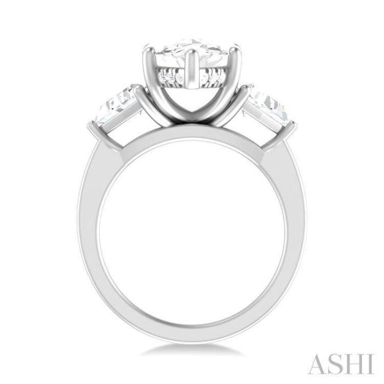 1.00 ctw Marquise Shape Trillion and Round Cut Diamond Semi Mount Engagement Ring in 14K White Gold