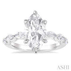 1.00 ctw Marquise Shape Marquise and Round Cut Diamond Semi Mount Engagement Ring in 14K White Gold