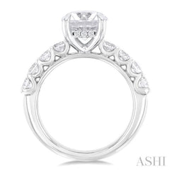 1 1/4 ctw Round Shape Round Cut Diamond Semi Mount Engagement Ring in 14K White Gold