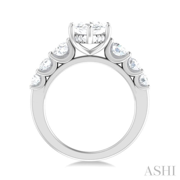 1 1/5 ctw Marquise Shape Round Cut Diamond Semi Mount Engagement Ring in 14K White Gold