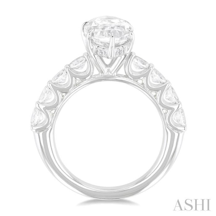 1 1/3 ctw Marquise Shape Oval and Round Cut Diamond Semi Mount Engagement Ring in 14K White Gold