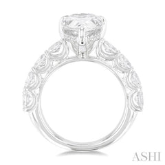 1 1/3 ctw Pear Shape Oval and Round Cut Diamond Semi Mount Engagement Ring in 14K  White Gold