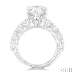 1 1/3 ctw Pear Shape Oval and Round Cut Diamond Semi Mount Engagement Ring in 14K  White Gold