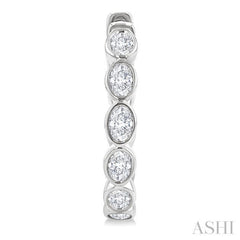 1 1/10 Ctw Bezel Set Oval Cut Diamond Fashion Hoop Earrings in 14K White Gold