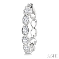 1 1/10 Ctw Bezel Set Oval Cut Diamond Fashion Hoop Earrings in 14K White Gold