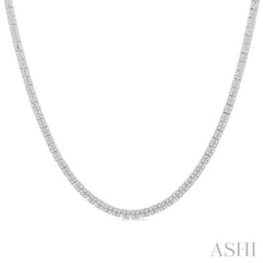 1.00 ctw Double Row Round Cut Diamond Necklace in 14K White Gold