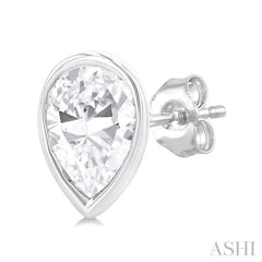 1/5 Ctw Petite Bezel Set Pear Cut Diamond Fashion Stud Earring in 10K White Gold