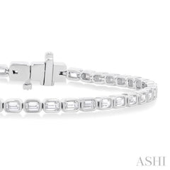 4 3/4 Ctw East-West Bezel Set Emerald Cut Diamond Tennis Bracelet in 14K White Gold