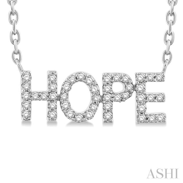 1/6 Ctw 'Hope' Block Round Cut Diamond Necklace in 10K White Gold