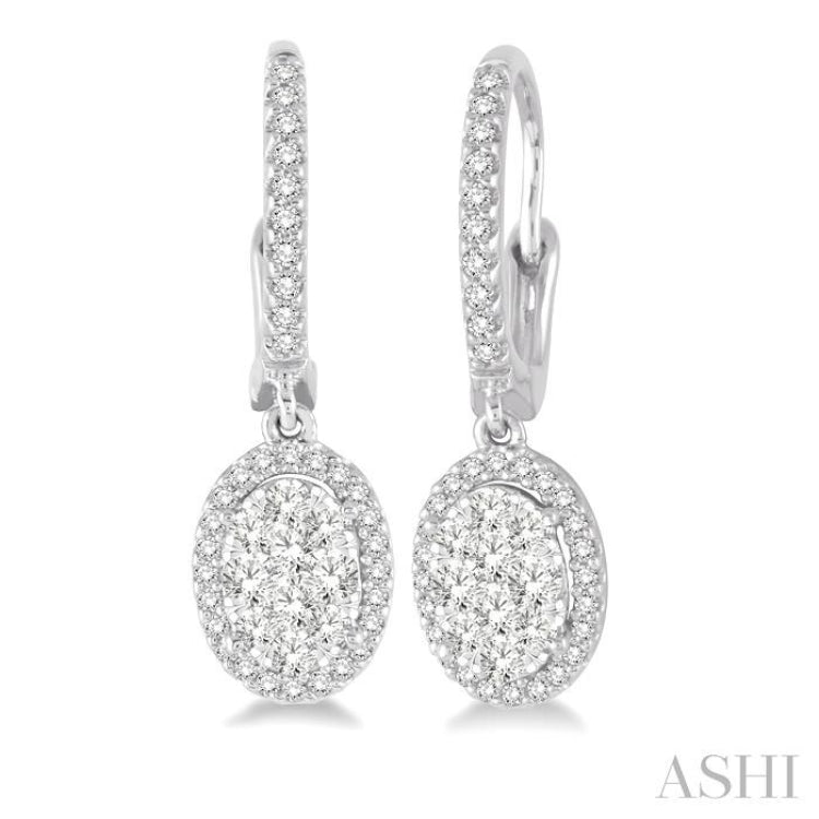 5/8 Ctw Oval Shape Diamond Lovebright Earrings in 14K White Gold