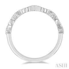 1/10 ctw Marquise and Circular Motif Carved Round Cut Diamond Stackable Wedding Band in 14K White Gold