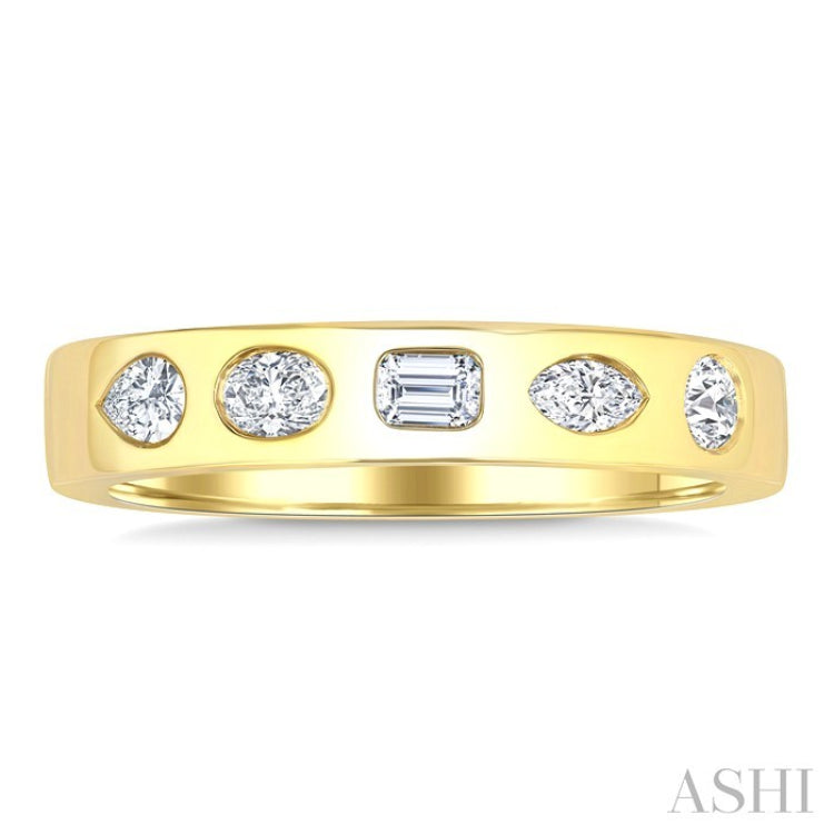 3/8 Ctw Spaced Mixed Shape Diamond Cut Fashion Band in 14K Yellow Gold