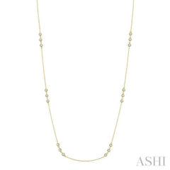 1 Ctw Round Cut Diamond Station Necklace in 14K Yellow Gold