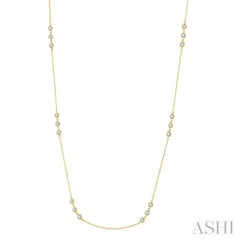 1 Ctw Round Cut Diamond Station Necklace in 14K Yellow Gold