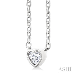 1/6 Ctw Petite Bezel Set Heart Shape Diamond Fashion Pendant With Chain in 10K White Gold