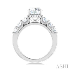 1 1/10 ctw Round Shape Round Cut Diamond Semi Mount Engagement Ring in 14K White Gold