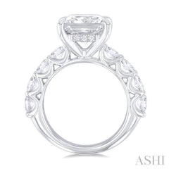 1 1/3 ctw Princess Shape Oval and Round Cut Diamond Semi Mount Engagement Ring in 14K  White Gold