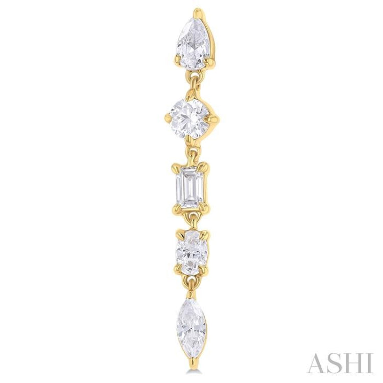 1.00 ctw Mixed Diamond Cut Fashion Earring in 14K Yellow Gold