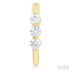 1.00 ctw 3-Stone Round Cut Diamond Fashion Hoop Earring in 14K Yellow Gold